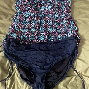 Michael Kors Floral Swimsuit with Gold Accent